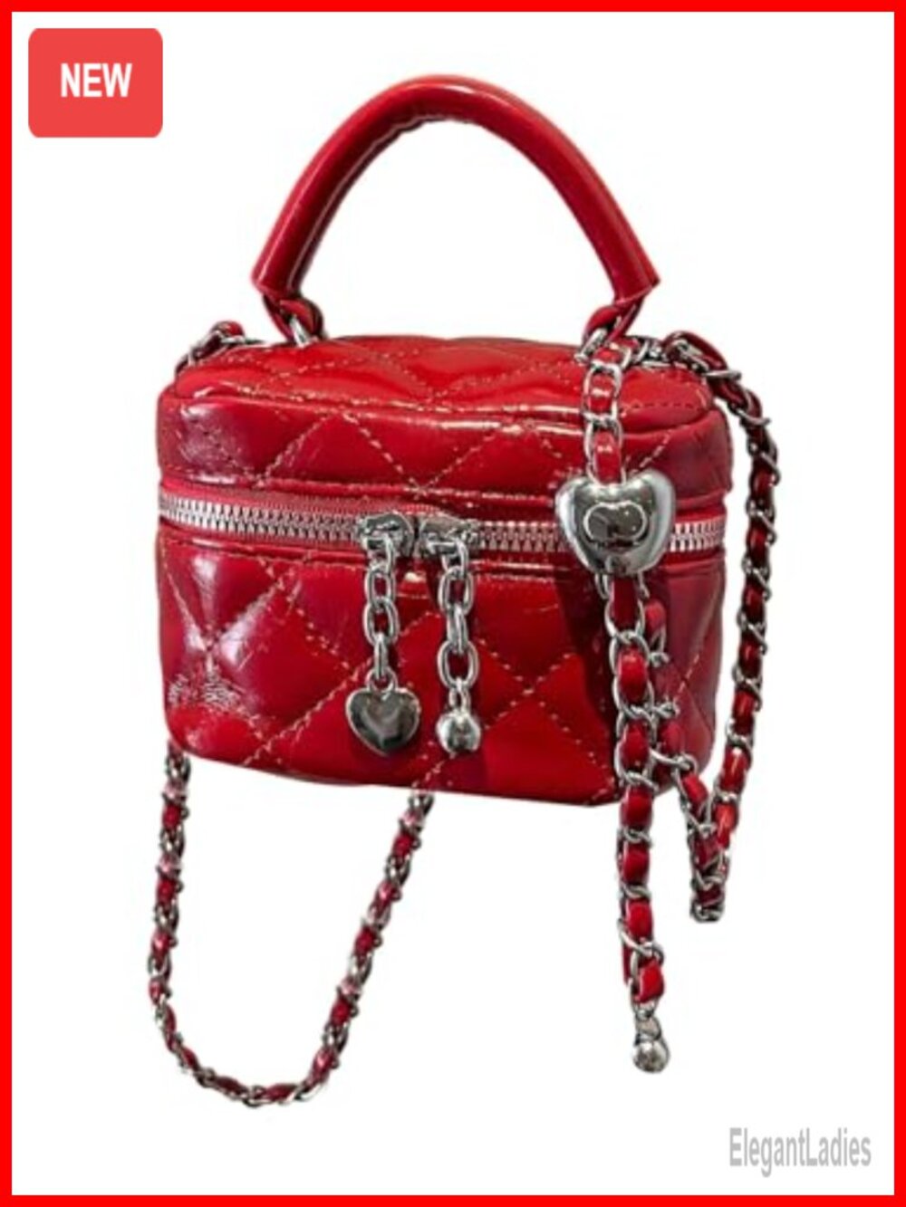 Quilted Faux Leather Crossbody Bucket Bag Mini Zipper
